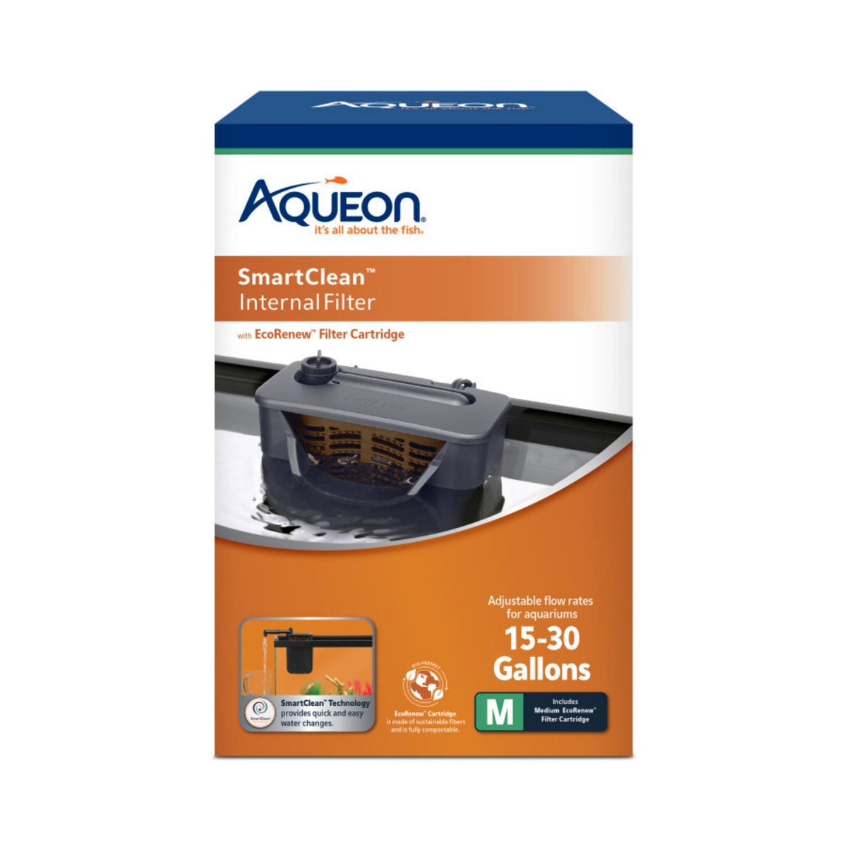 Aqueon QuietFlow Internal Filter with SmartClean Technology 1ea/Medium