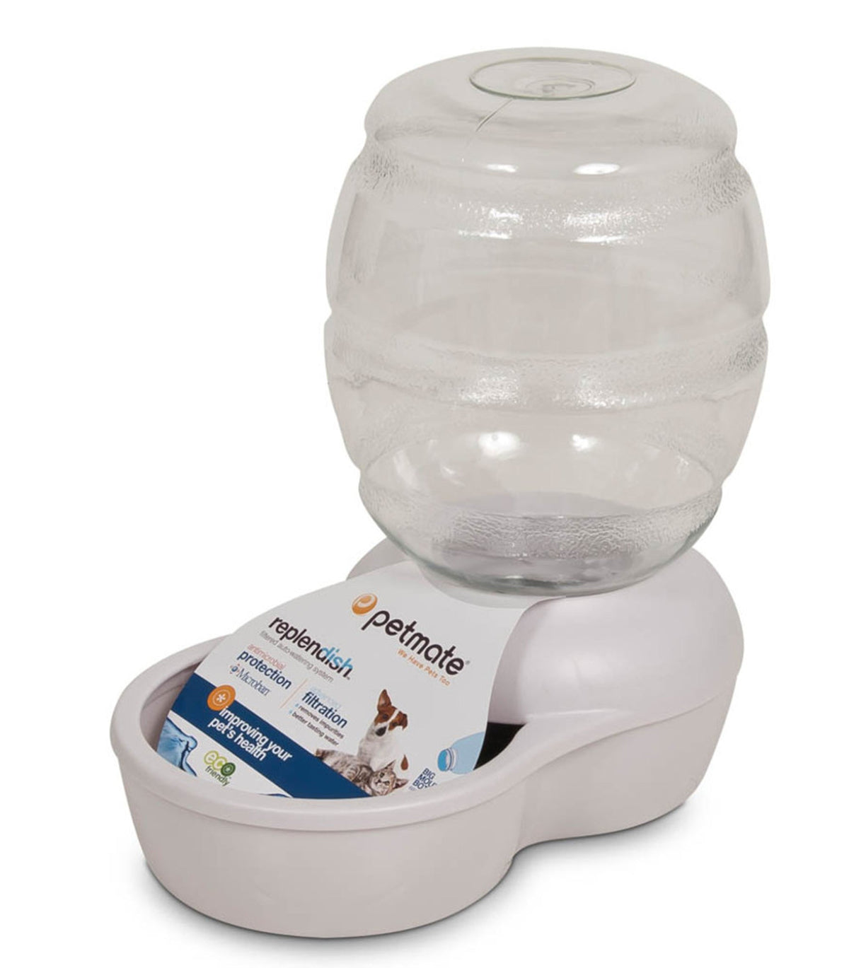Petmate Replendish Water With Microban Mason Pearl Silver Gray 1gal