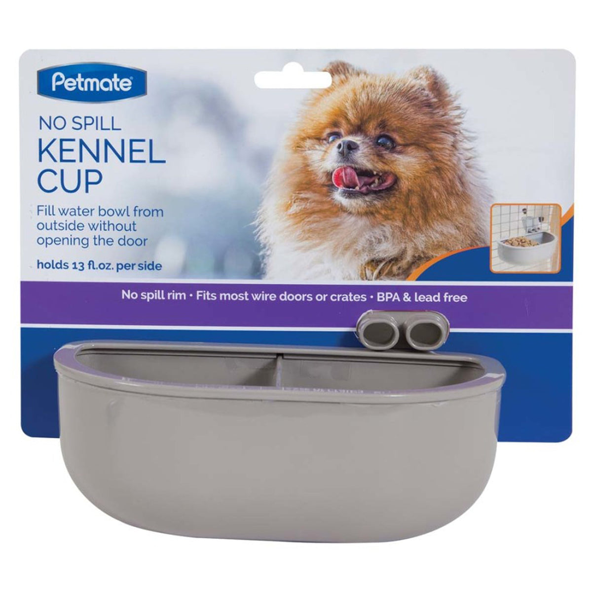 Petmate No Spill Kennel Cup Double Gray 13oz