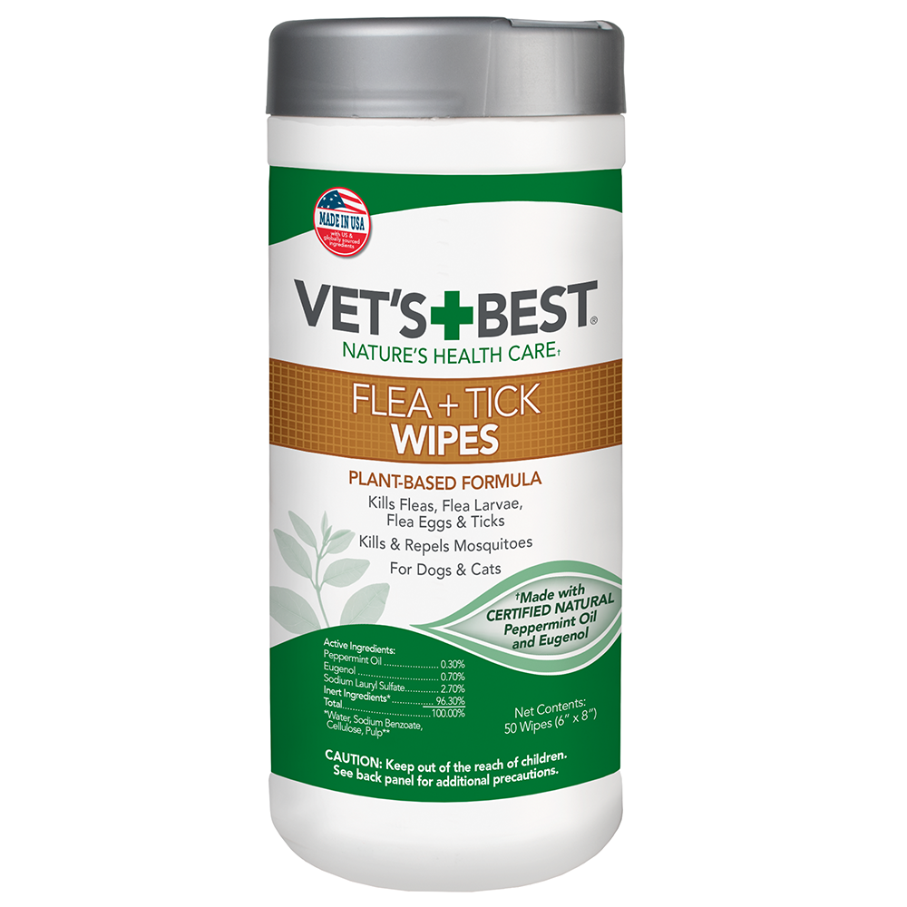 Vet's Best Flea & Tick Plant-Based Formula Wipes for Dogs & Cats 50ct