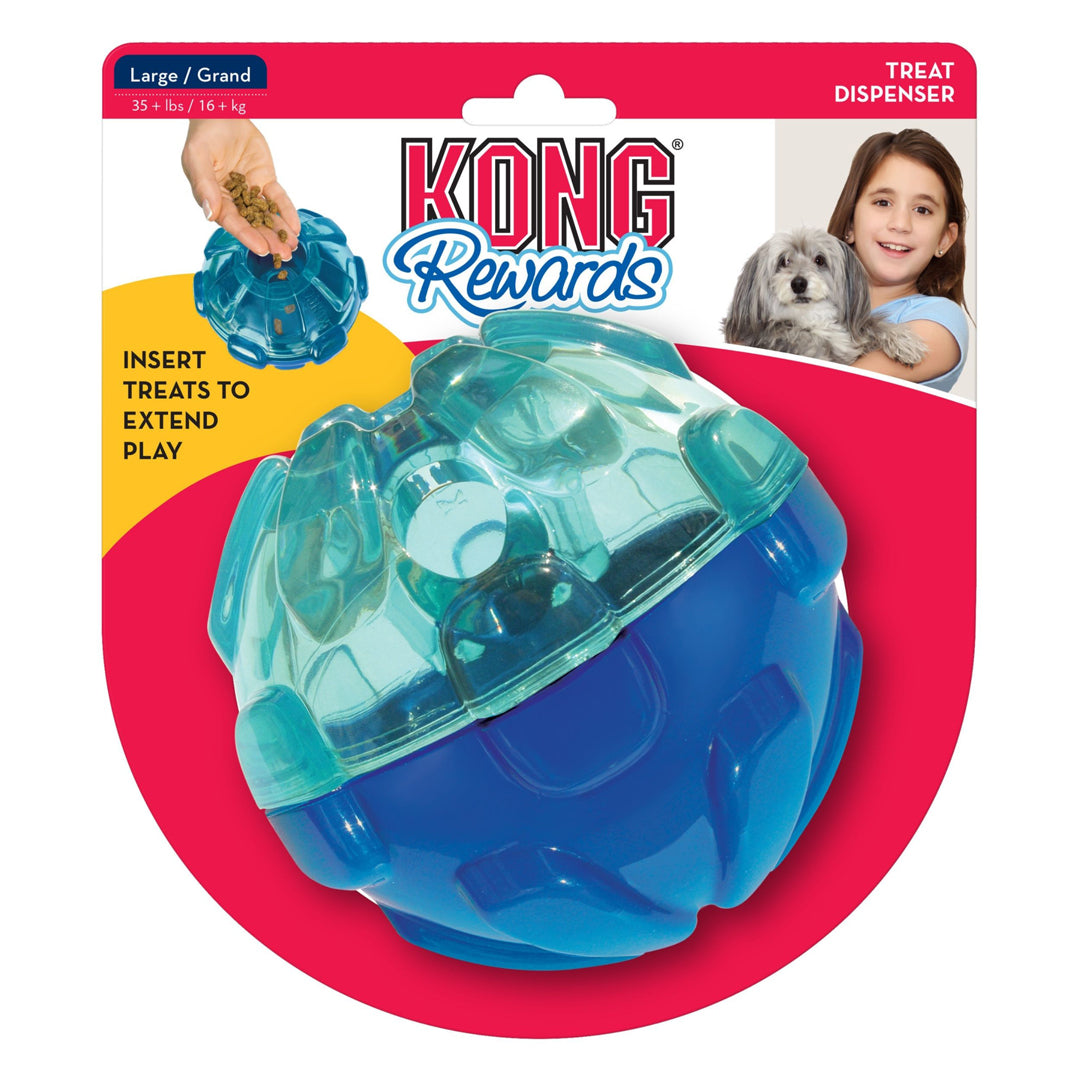 KONG Rewards Ball Treat Dispenser Dog Toy Blue Large