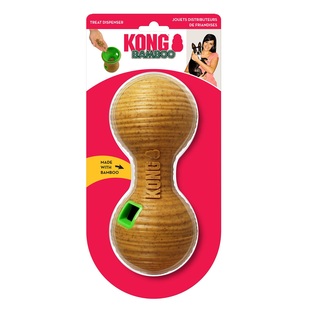 KONG Bamboo Treat Dispenser Dumbbell Dog Toy Medium