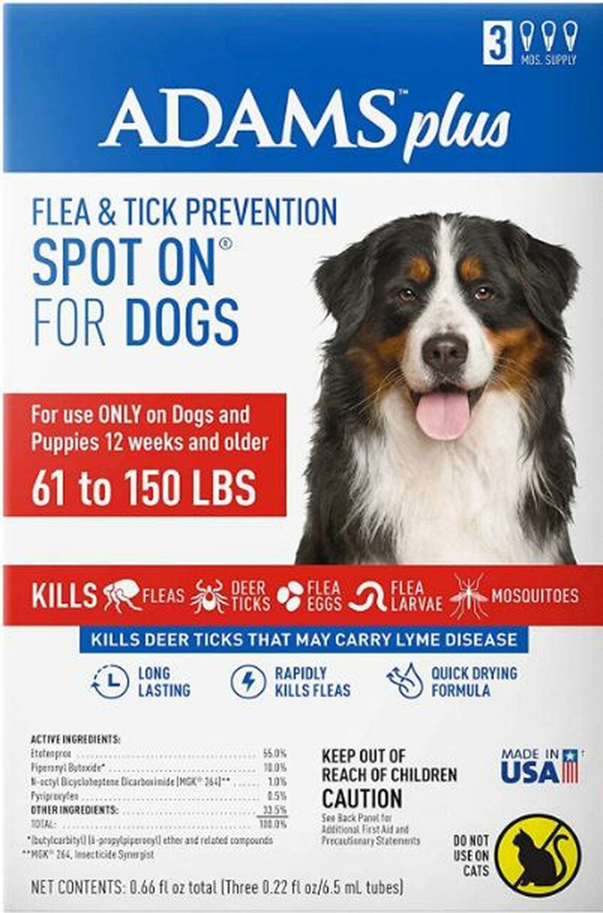 Adams Plus Flea & Tick Spot On for X-Large Dogs 3 Month