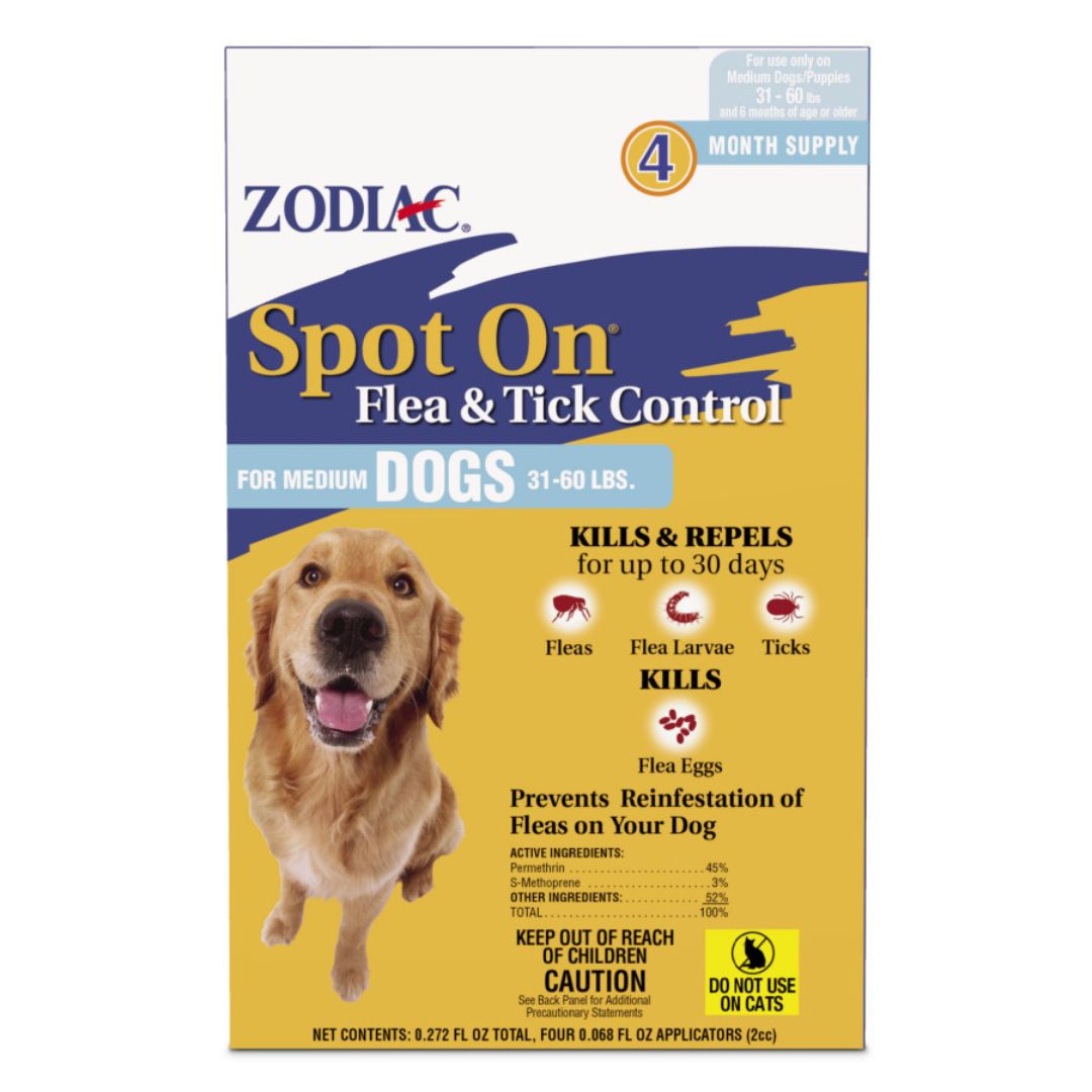 Zodiac Spot On Flea Tick Control 1ea/Medium Dogs 3160 lb, 4 pk