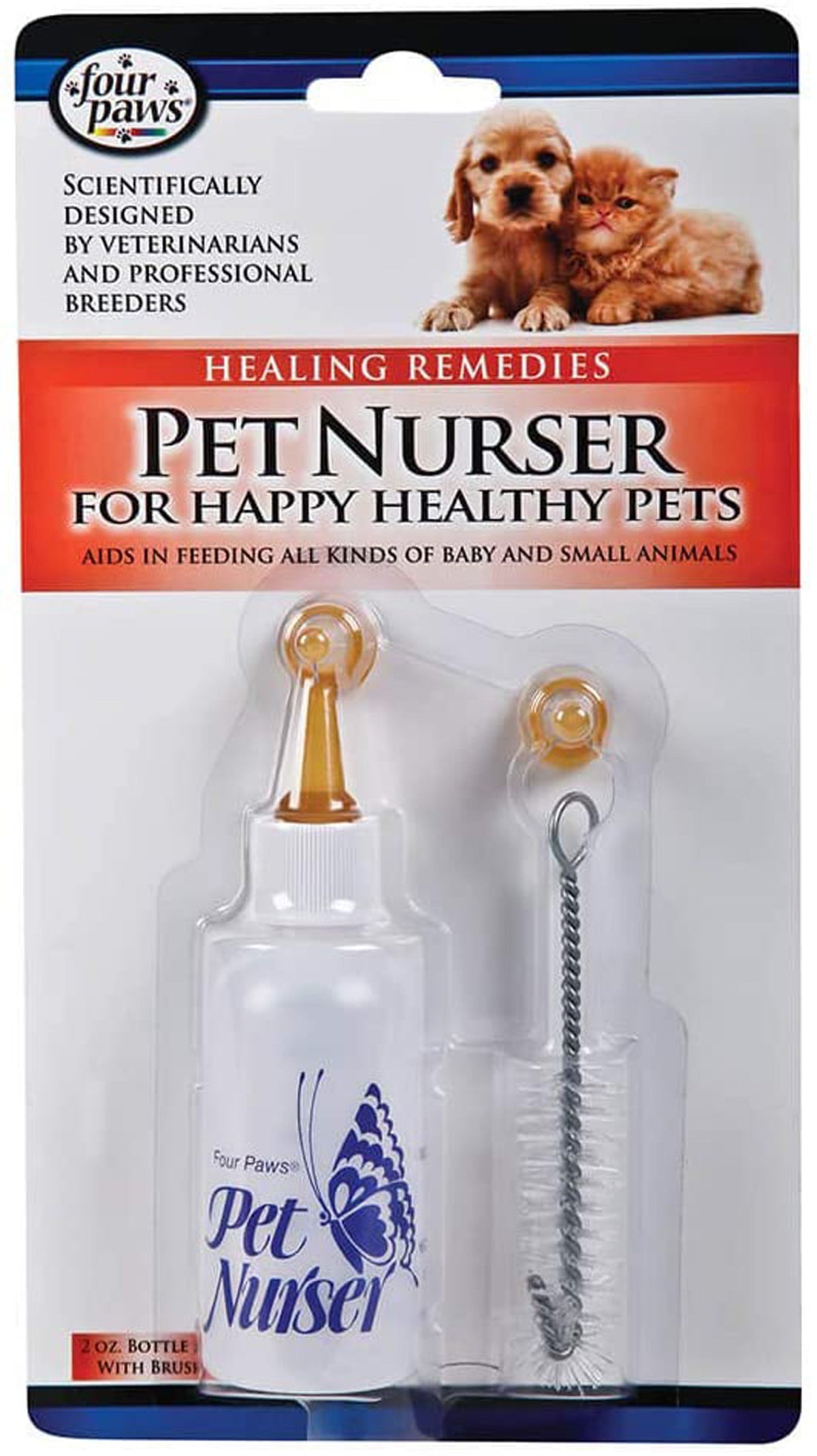 Four Paws Pet Nurser Kit Two 2oz bottles On blister card