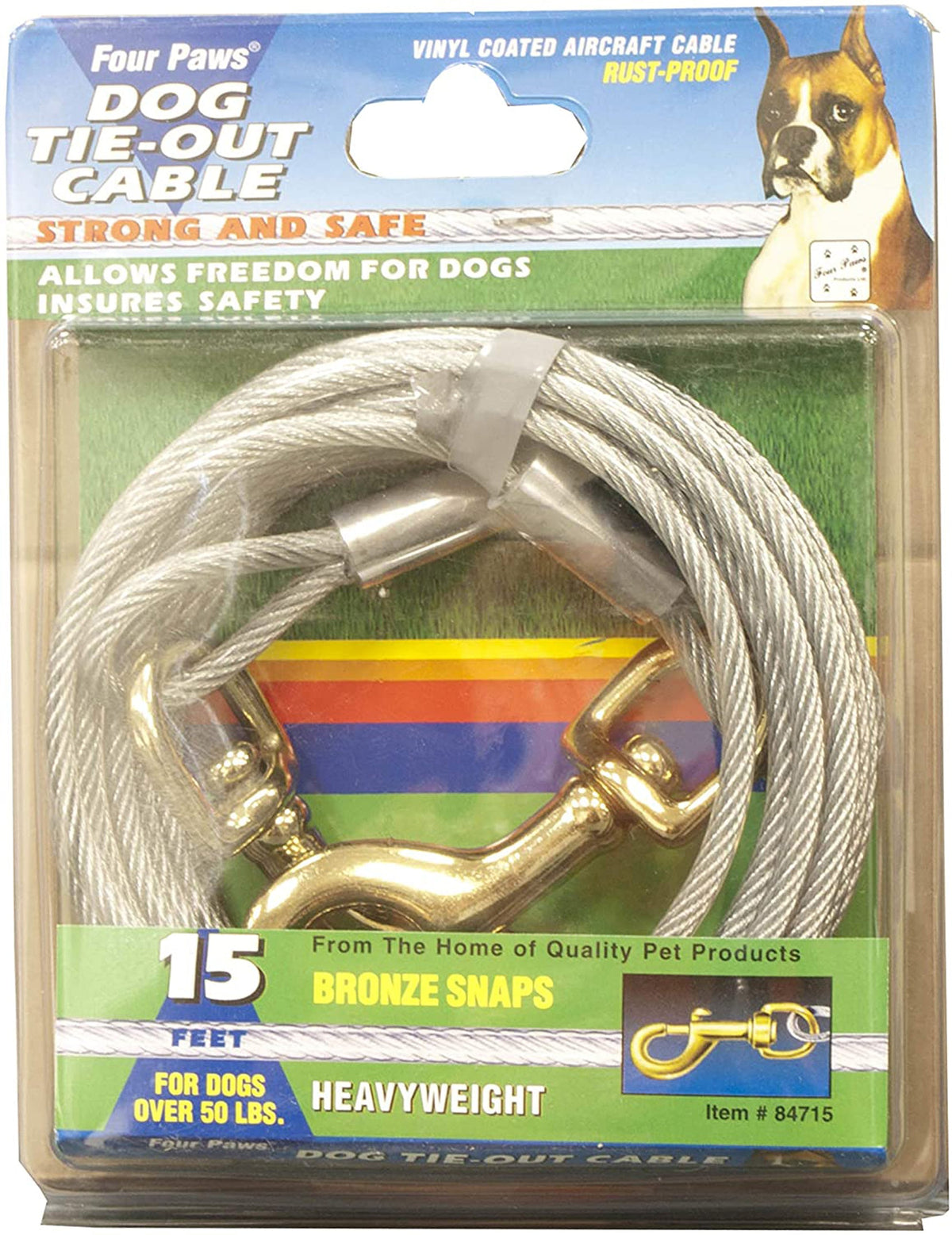 Four Paws Heavy Weight Tie Out Cable Silver 15ft