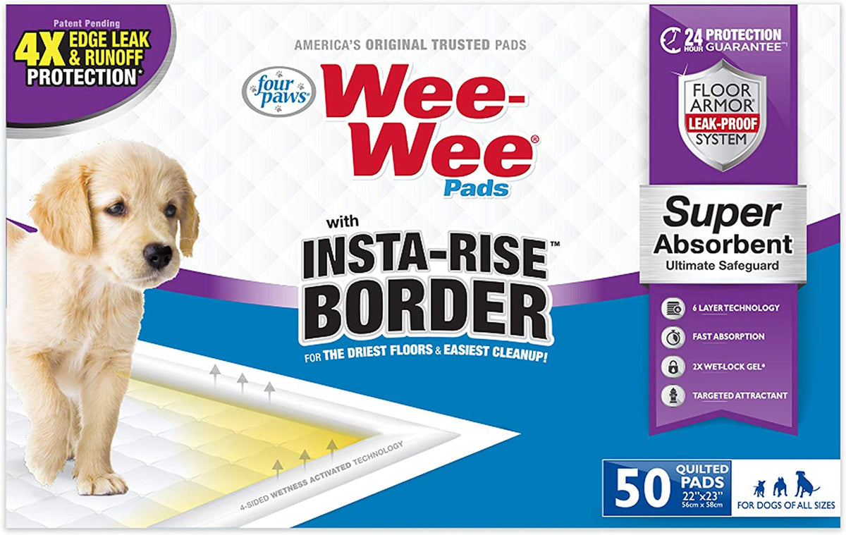 Four Paws Wee Wee Pads with Insta-Rise Border 50ct