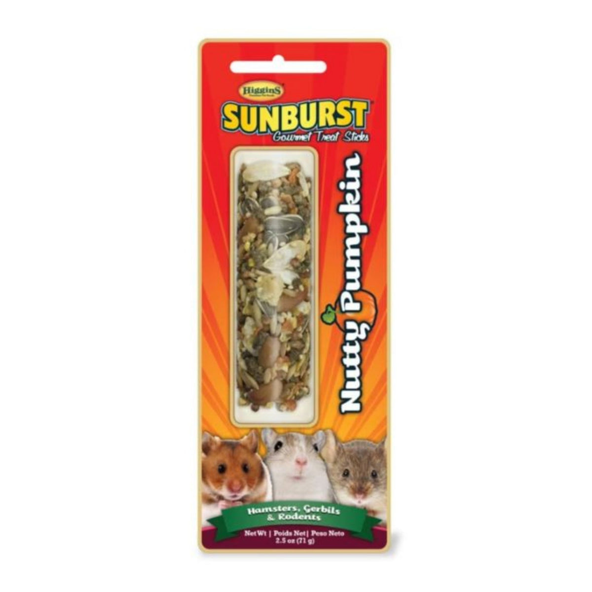 Higgins Sunburst Small Animal Treat Stick Nutty Pumpkin 2.5oz.