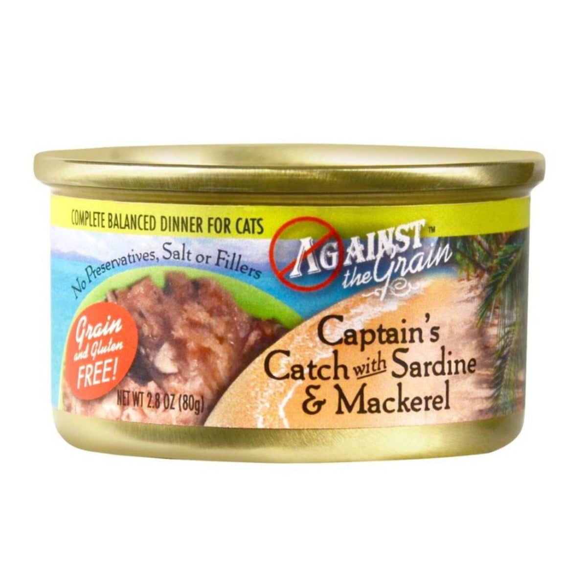 Against the Grain Captain'S Catch Sardine & Mackerel Dinner Wet Cat Food 2.8oz. (Case of 24)