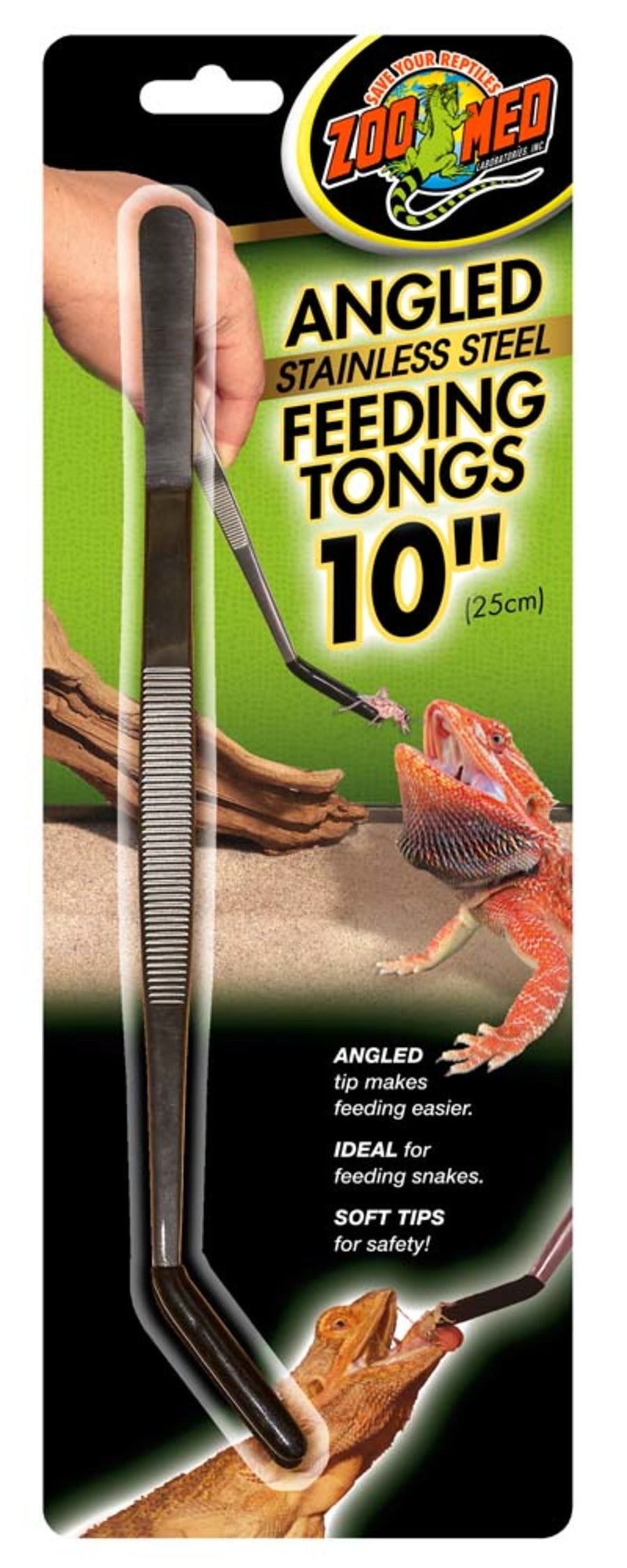Zoo Med Angled Stainless Steel Feeding Tongs 10in