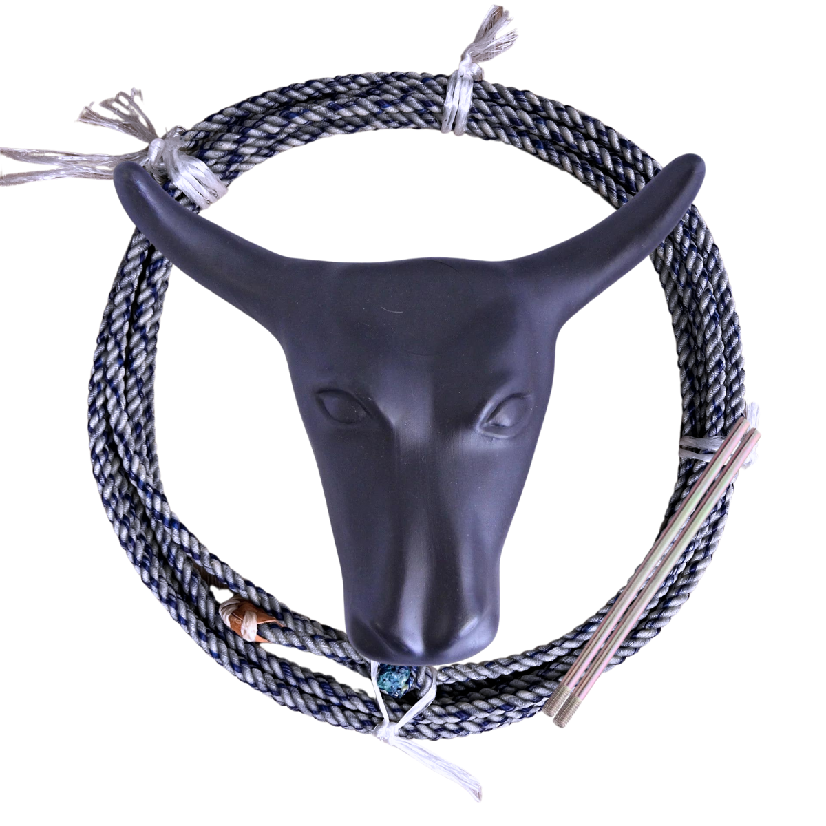 AJ Tack Junior 11" Horn Spread Steer Head Roping Dummy Set with Rope