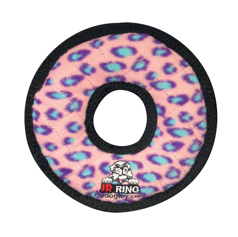 Tuffy Jr. Ring Dog Toy Pink Leopard