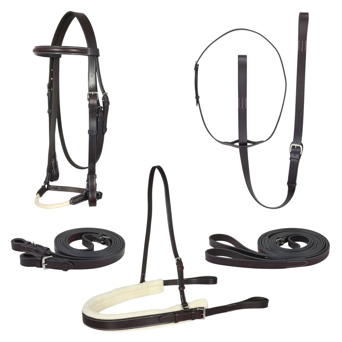 Henri de Rivel Complete Pro Leather Polo Bridle with Nylon Stitching