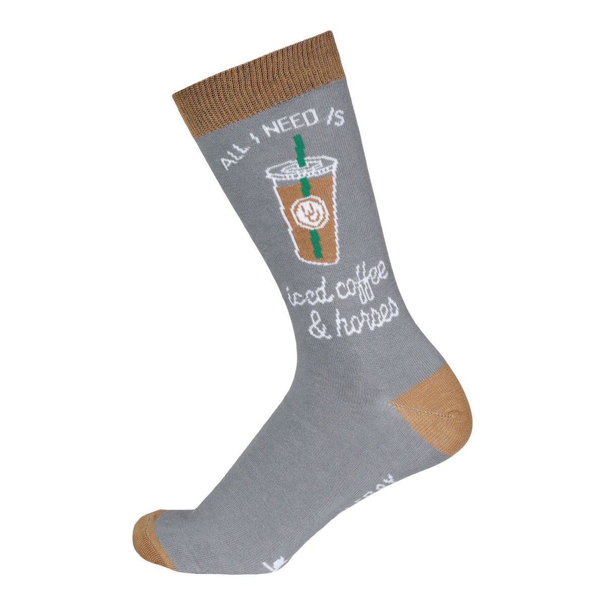 Dapplebay Knit Crew Socks-Iced Coffee & Horses