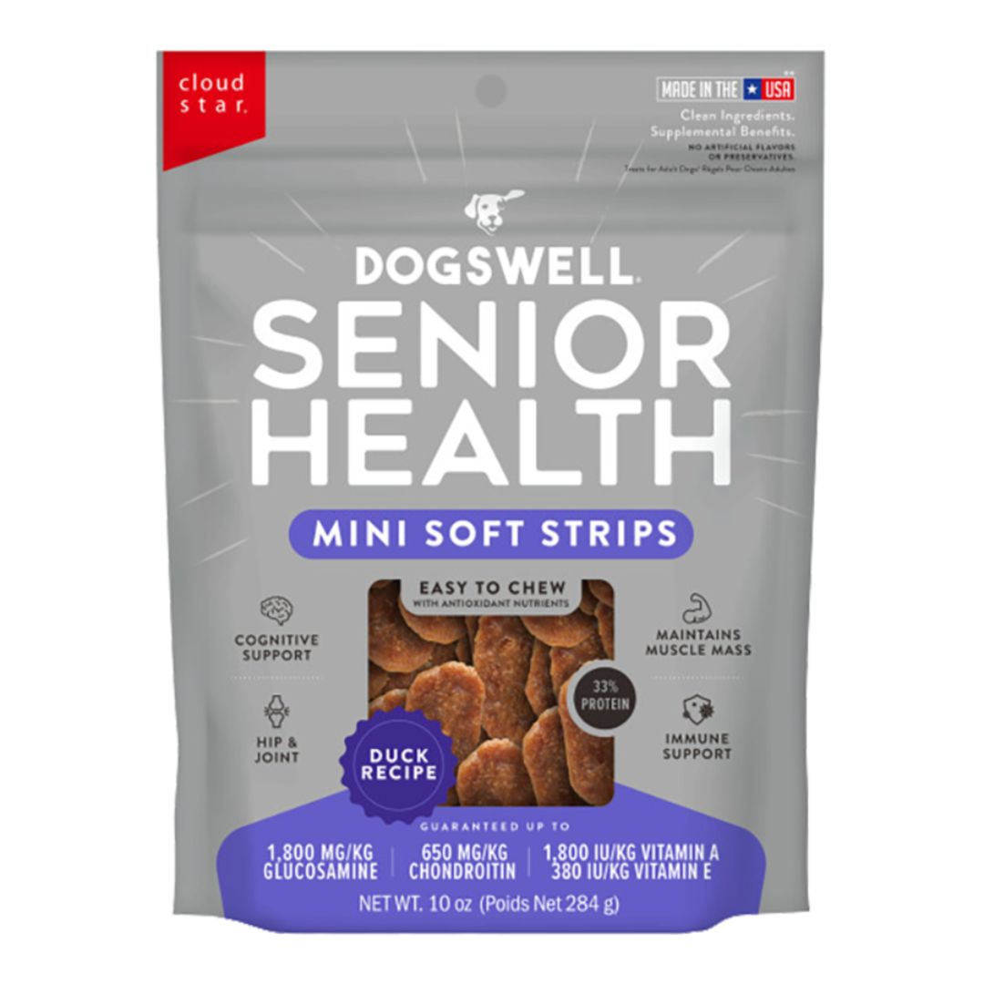 Dogswell Dog Lifestage Senior Treat Jerky Soft Strip Duck 10Oz