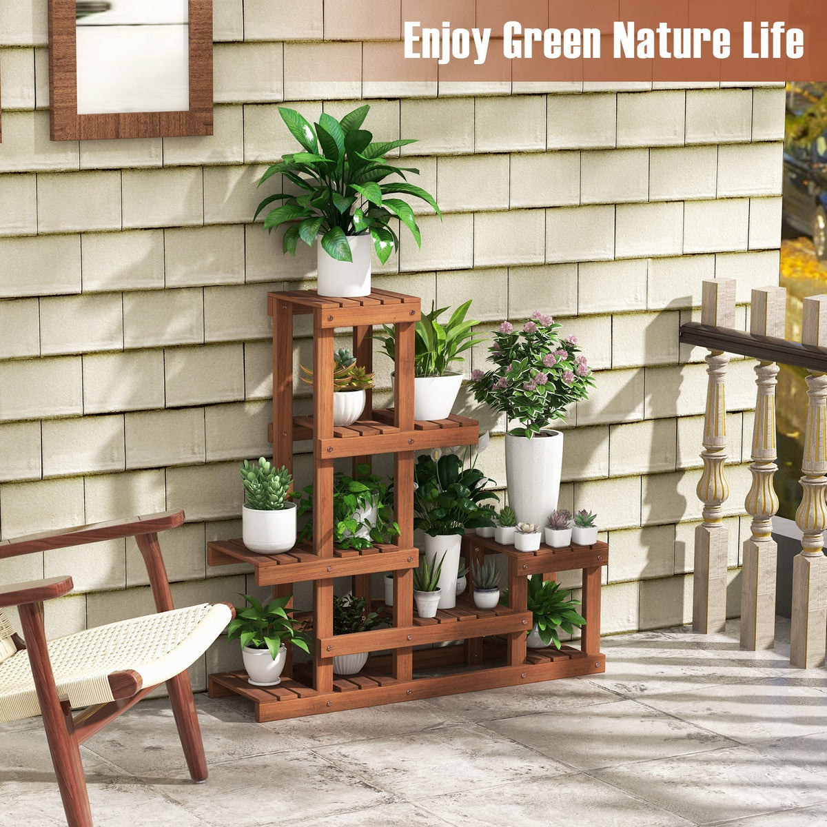 8-tier Vertical Raised Garden Bed Wood Elevated Planter Box with Legs