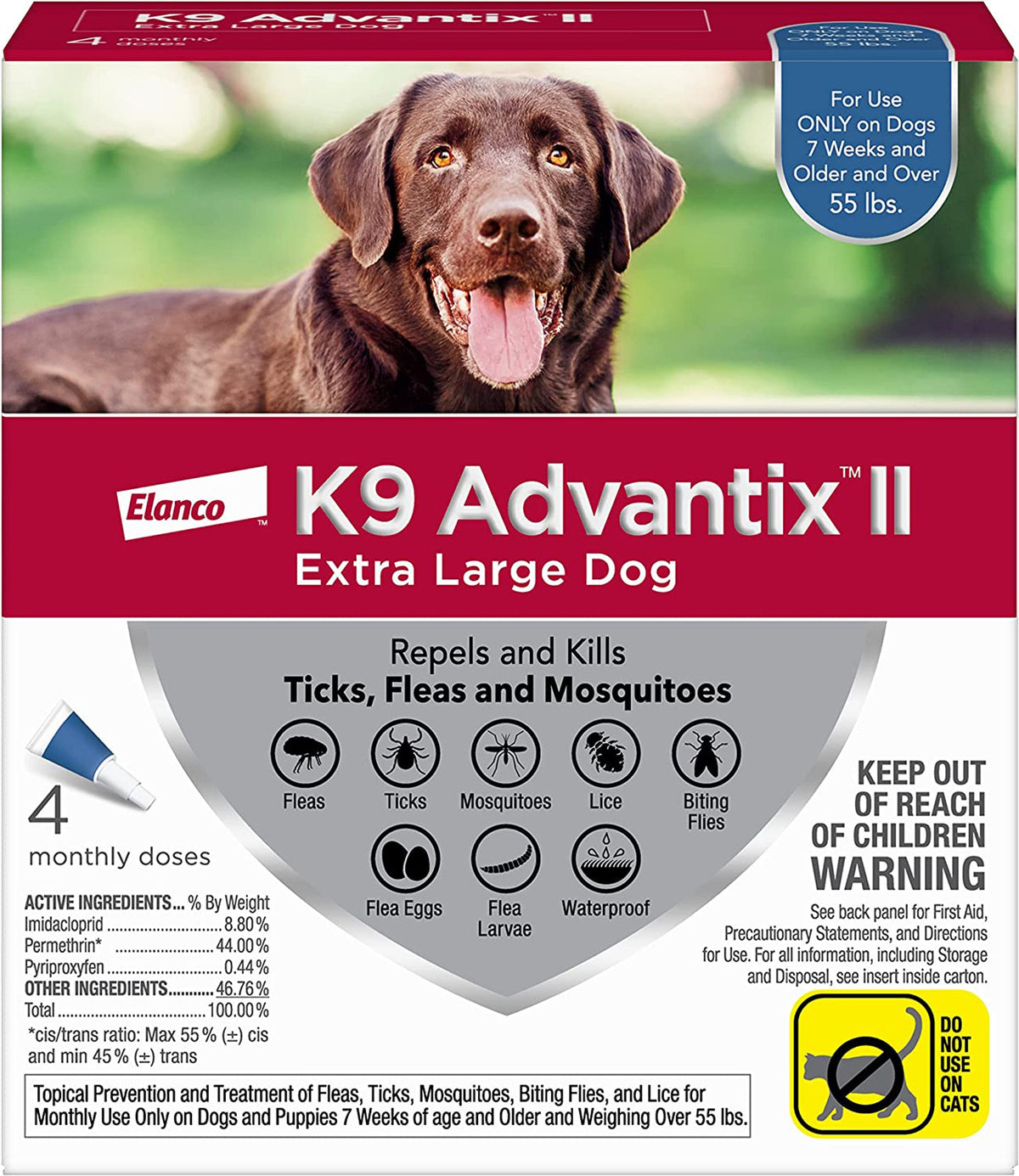 K9 Advantix II Flea, Tick & Mosquito Protection X-Large Dog Over 55lbs 4pk