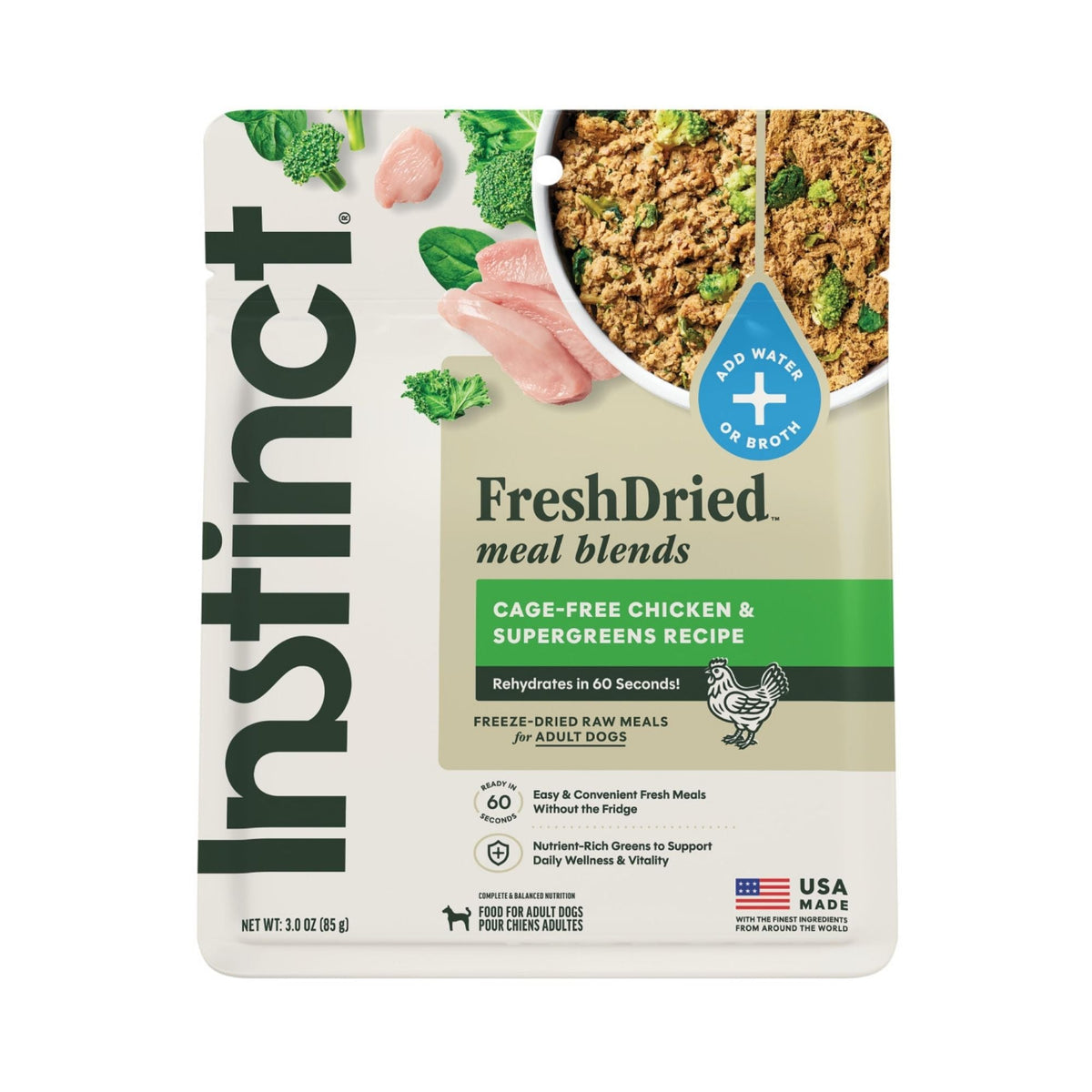 Instinct Freshdried Meal Blends Dog Freeze-dried Chicken Supergreens 3oz.