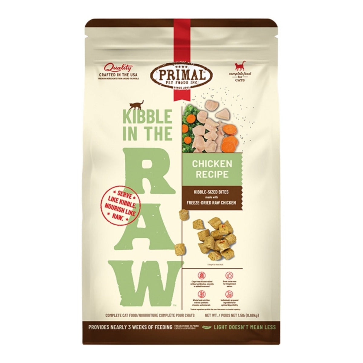 Primal Cat Kibble In The Raw Chicken 1.5Lbs