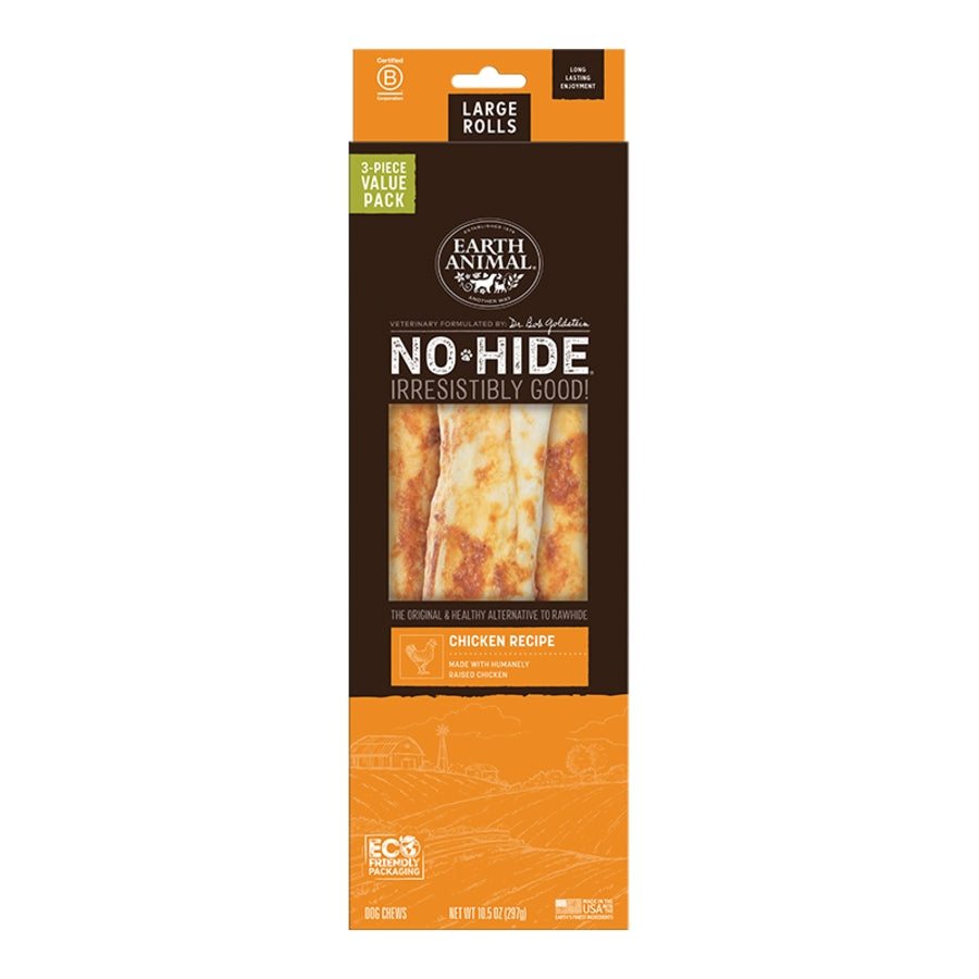 EARTH ANIMAL DOG NO-HIDE CHICKEN ROLLS LARGE VALUE 3 PACK