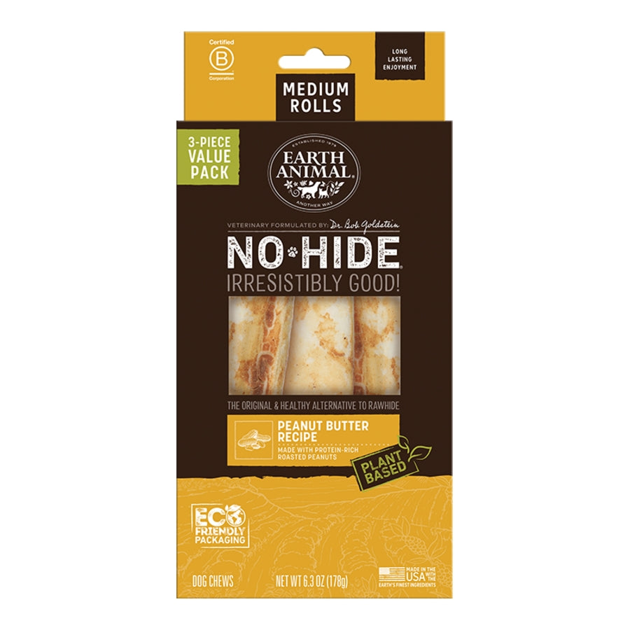 ARTH ANIMAL DOG NO-HIDE PEANUT BUTTER ROLLS MEDIUM VALUE 3 PACK