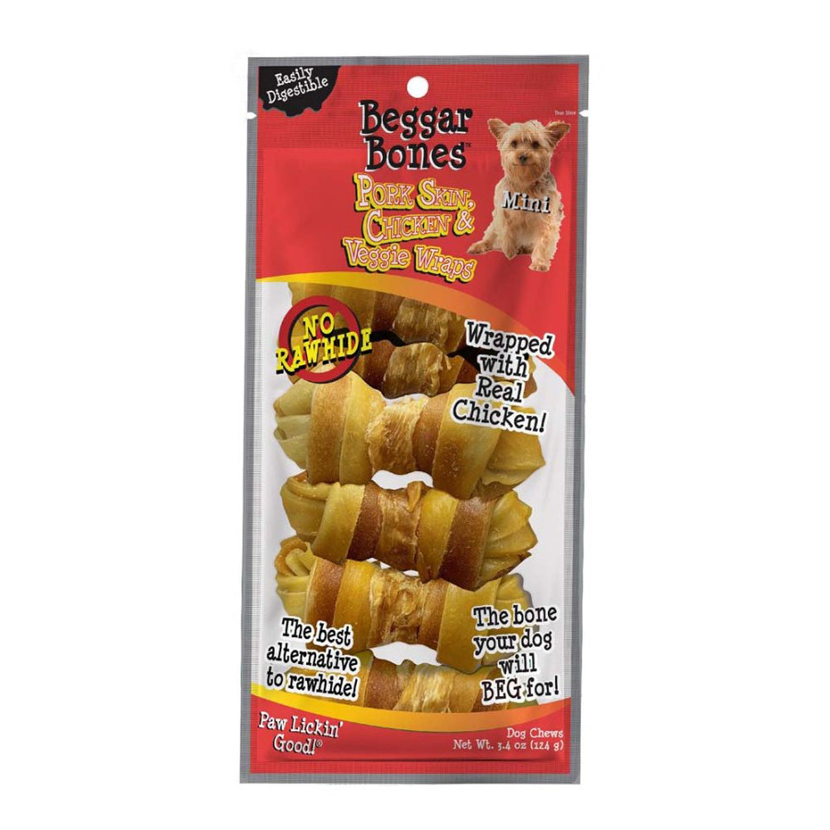 Savory Prime Beggar Bones Pork Skin, Chicken & Veggie Wraps Mini 7pk