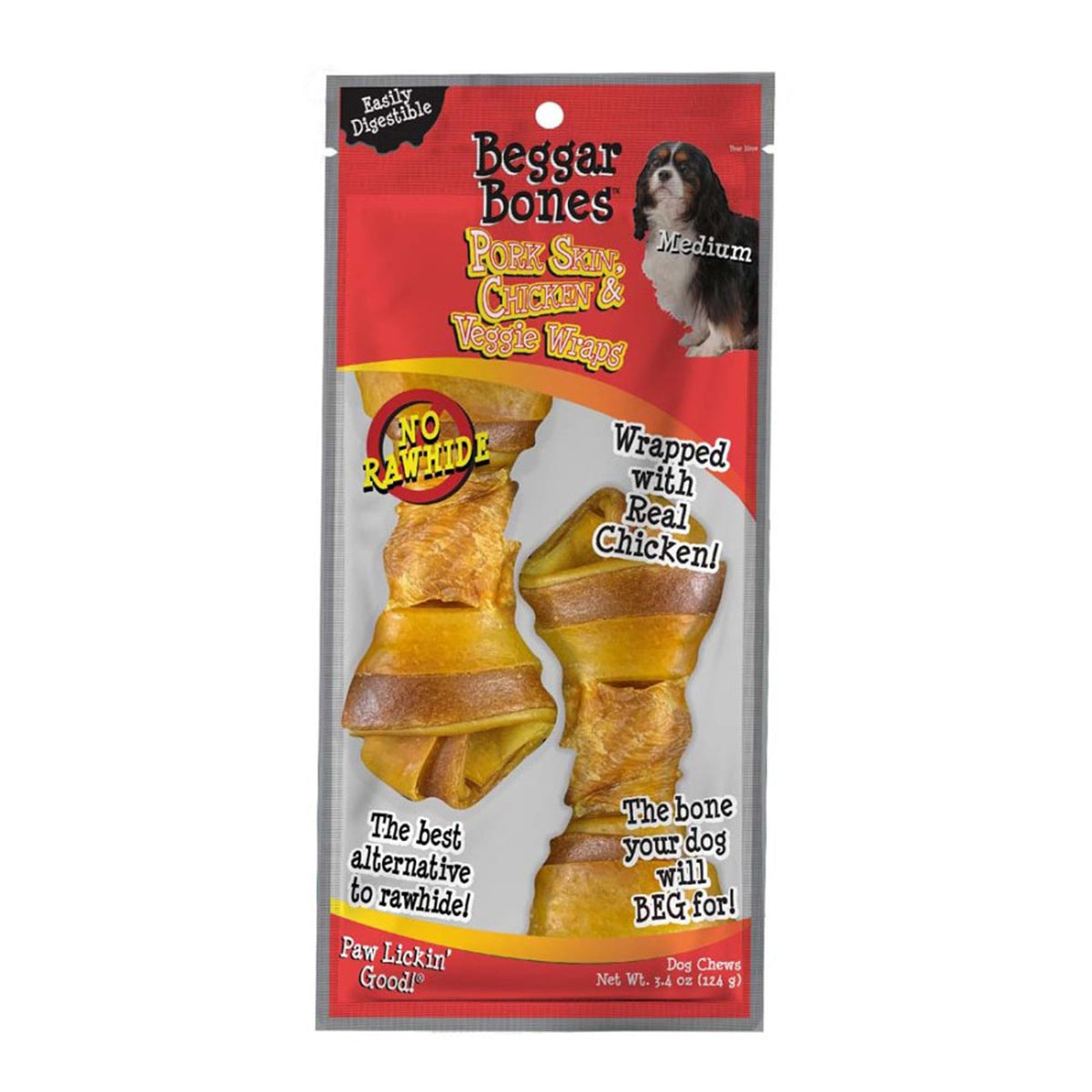 Savory Prime Beggar Bones Pork Skin, Chicken & Veggie Wraps Medium 2pk