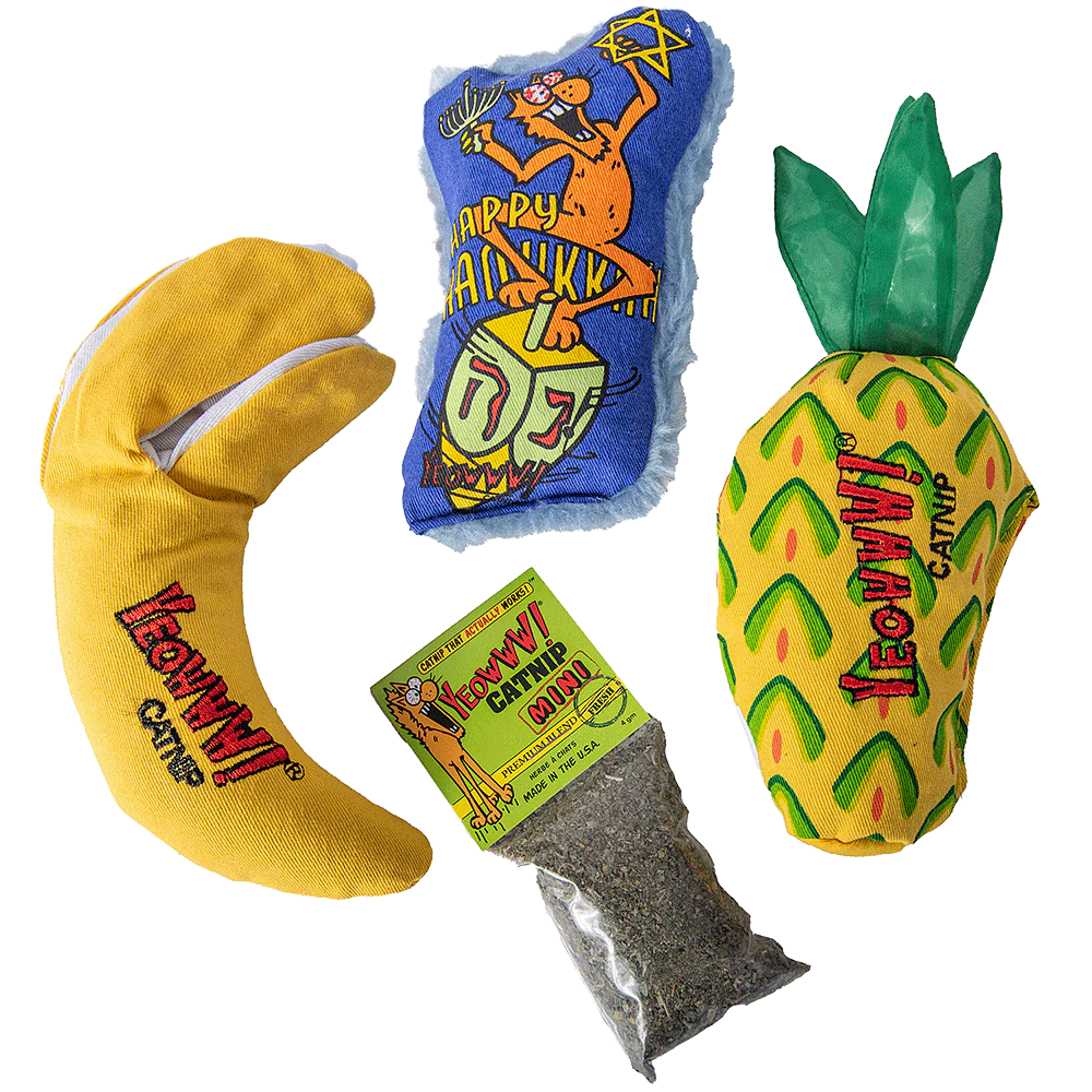Yeowww! Cat Catnip Dreidel Krinkle Bundle