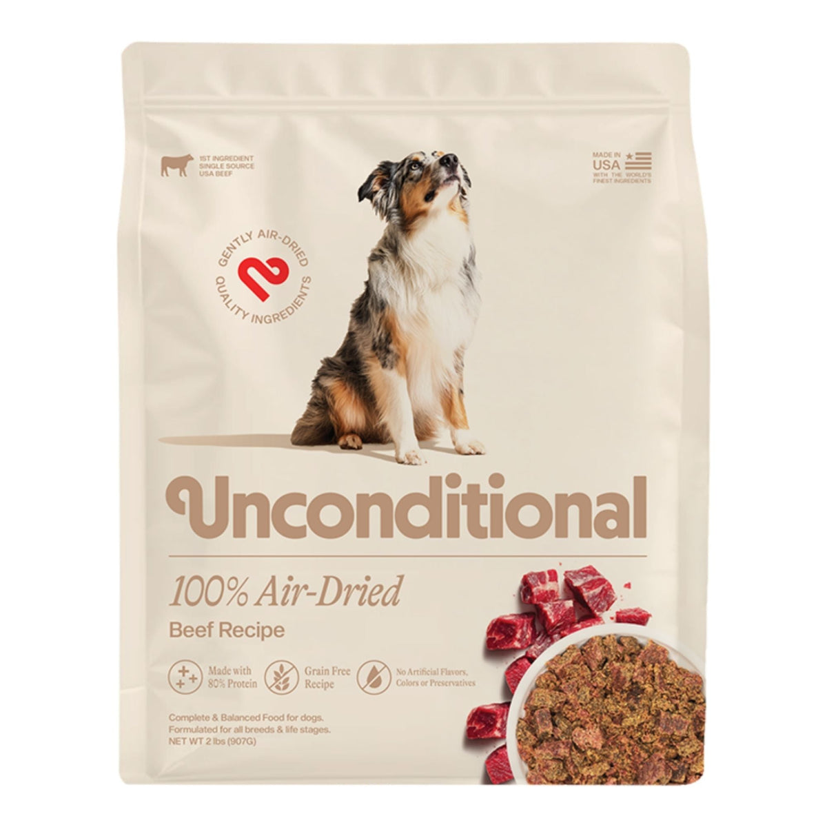 Unconditional Dog 100% Air - Dried Grain Free Beef 2lbs.