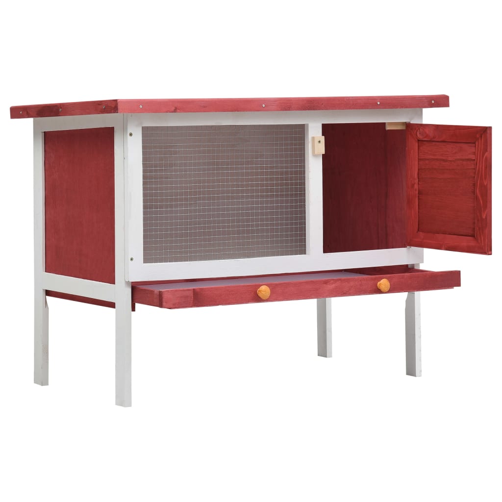 vidaXL Rabbit Hutch Bunny Cage with Pull Out Tray Enclosure Solid Pine Wood