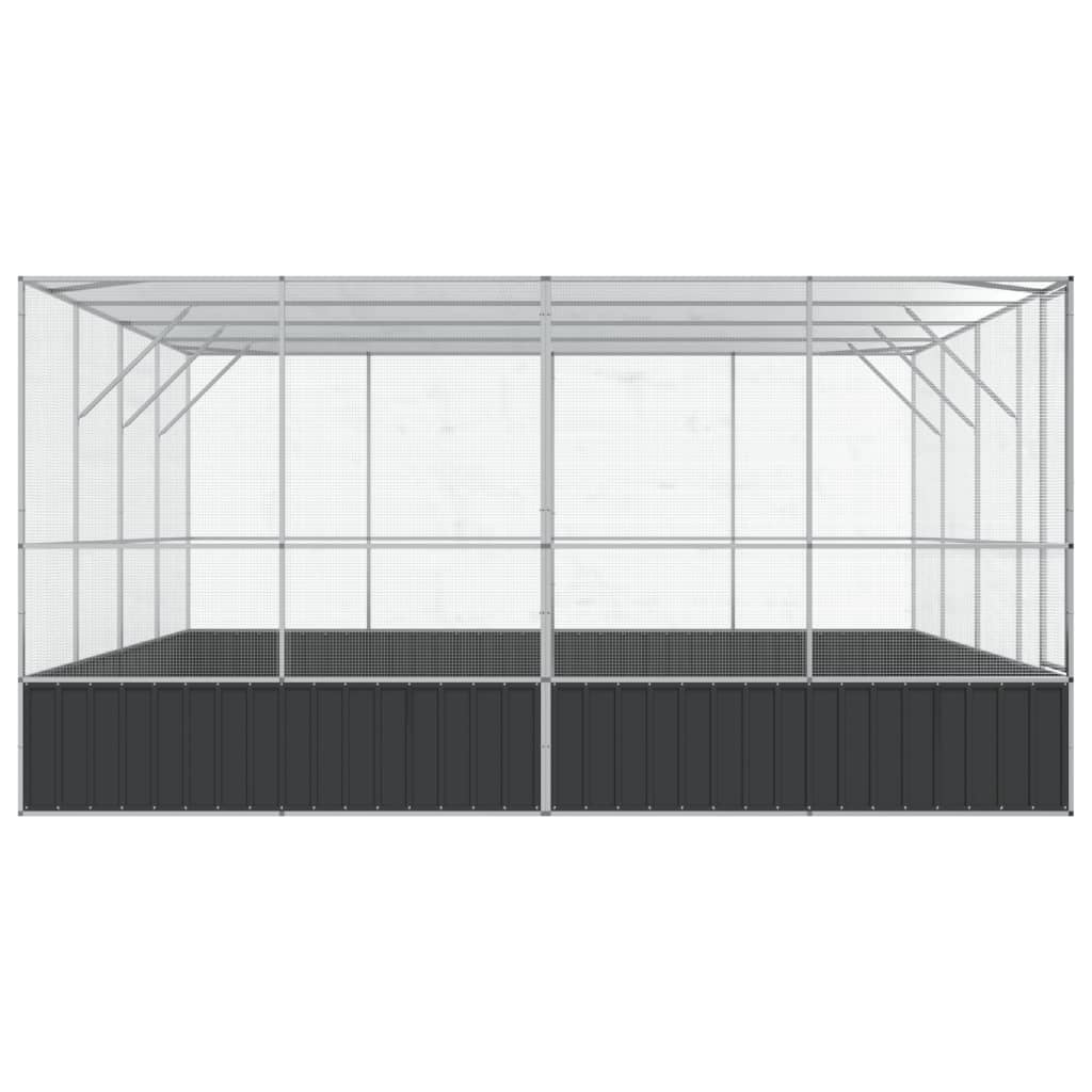 vidaXL Aviary Outdoor Bird House Parrot Cage Rabbit Duck Chicken Silver Steel