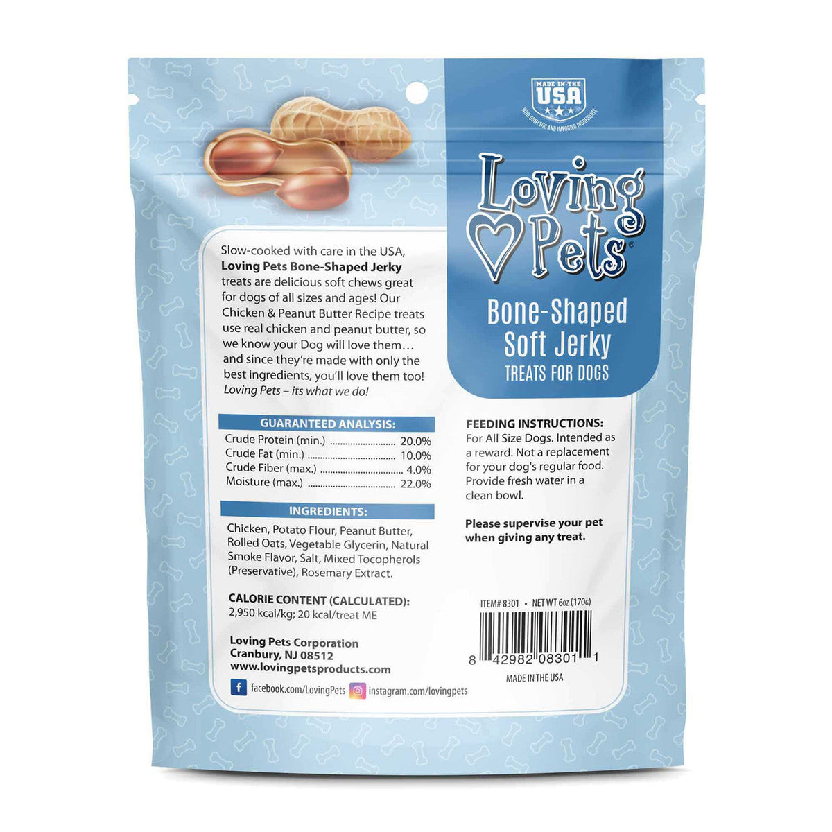 Loving Pets Soft Jerky Peanut Butter & Chicken Dog Treats (6oz)