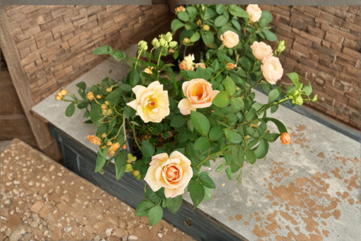 Southern Peach Apricot Yellow Rose 2 Gal Live Plant Soft Yellow Blooming Bush Garden Shrub Outdoor Rose Plant