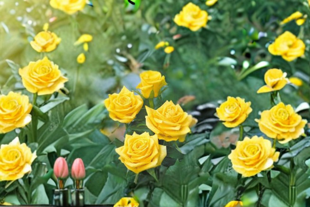 St. Tropez Floribunda Rose Plant 2 Gal – Live Bush with Peach Orange Blooms for Garden Landscaping Outdoor Shrub