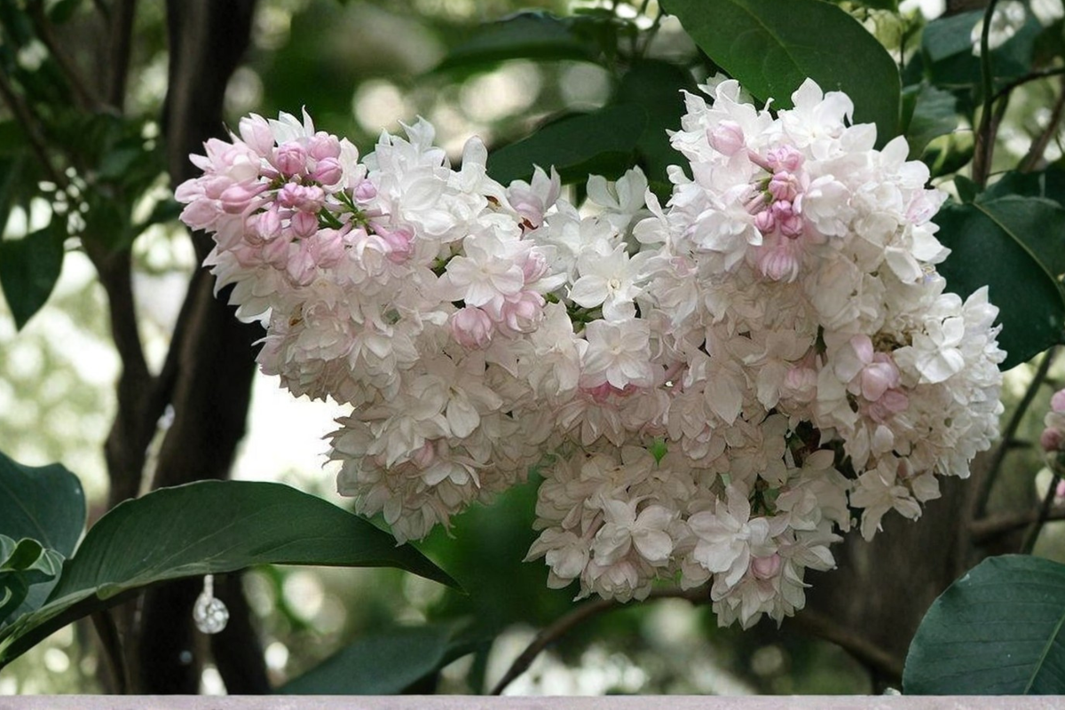 Beauty of Moscow Lilac Live Plant 4-Inch Pot Syringa vulgaris Fragrant White Pink Flower Shrub Garden Plant