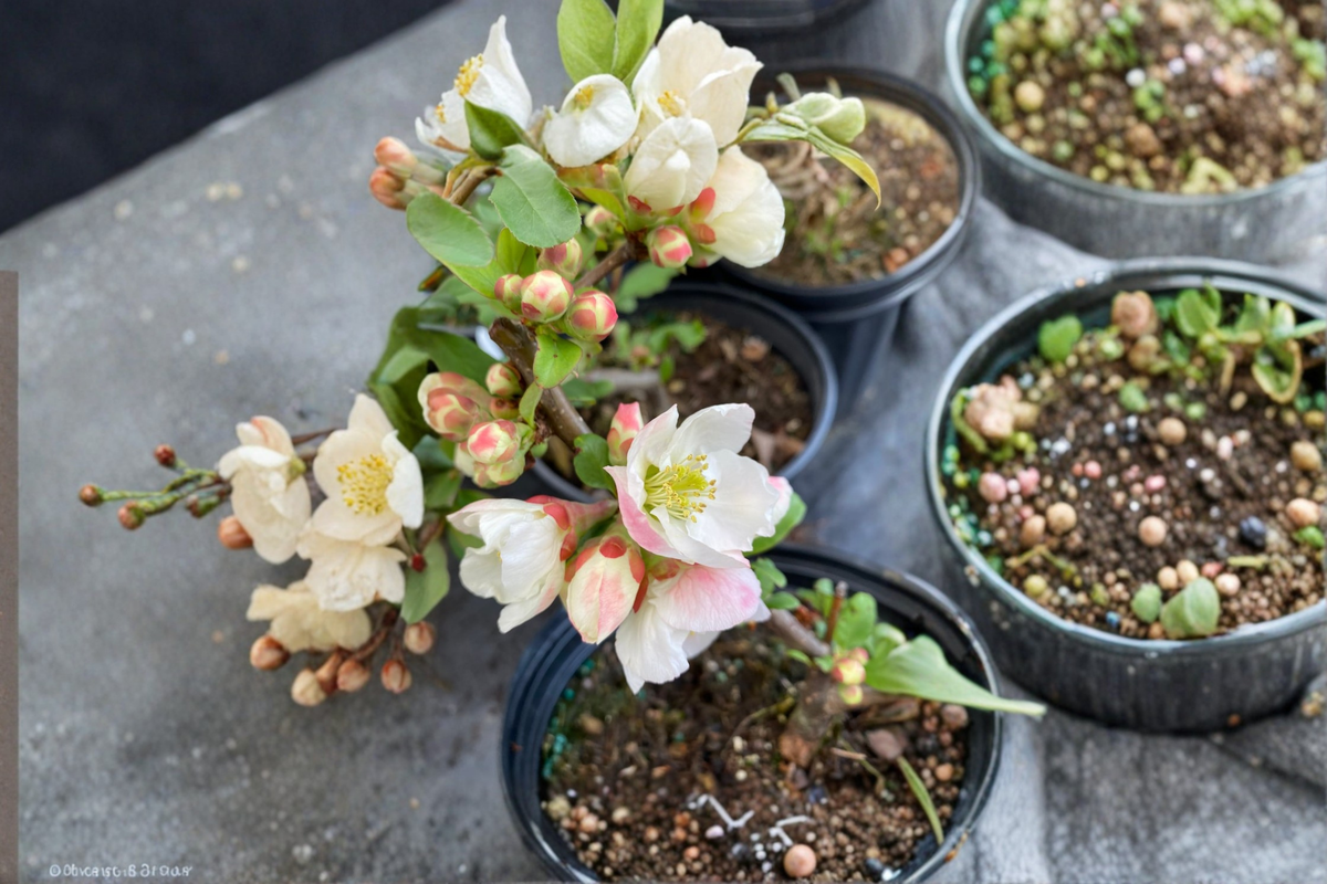 Flowering Quince Plant 2 Gallon Toyo Nishiki Chaenomeles japonica Multi-Color Blooms