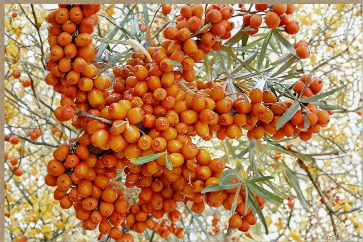 Orange Energy Sea Berry Plant Live 1 Gallon Potted Sea Buckthorn Shrub Hardy Garden Plant Ready to Grow