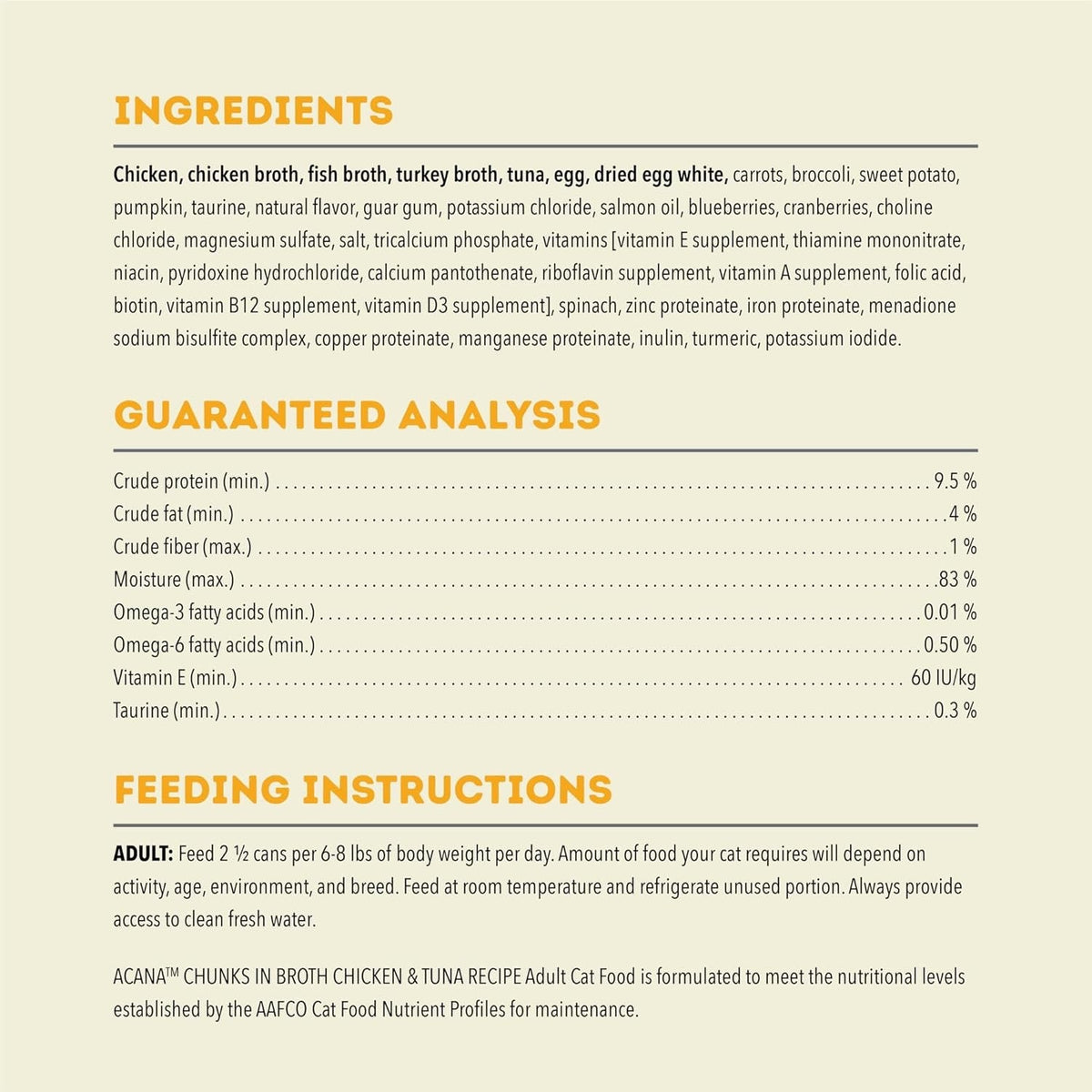 Acana Grain Free Chunks in Broth Chicken & Tuna Wet Cat Food (3oz)