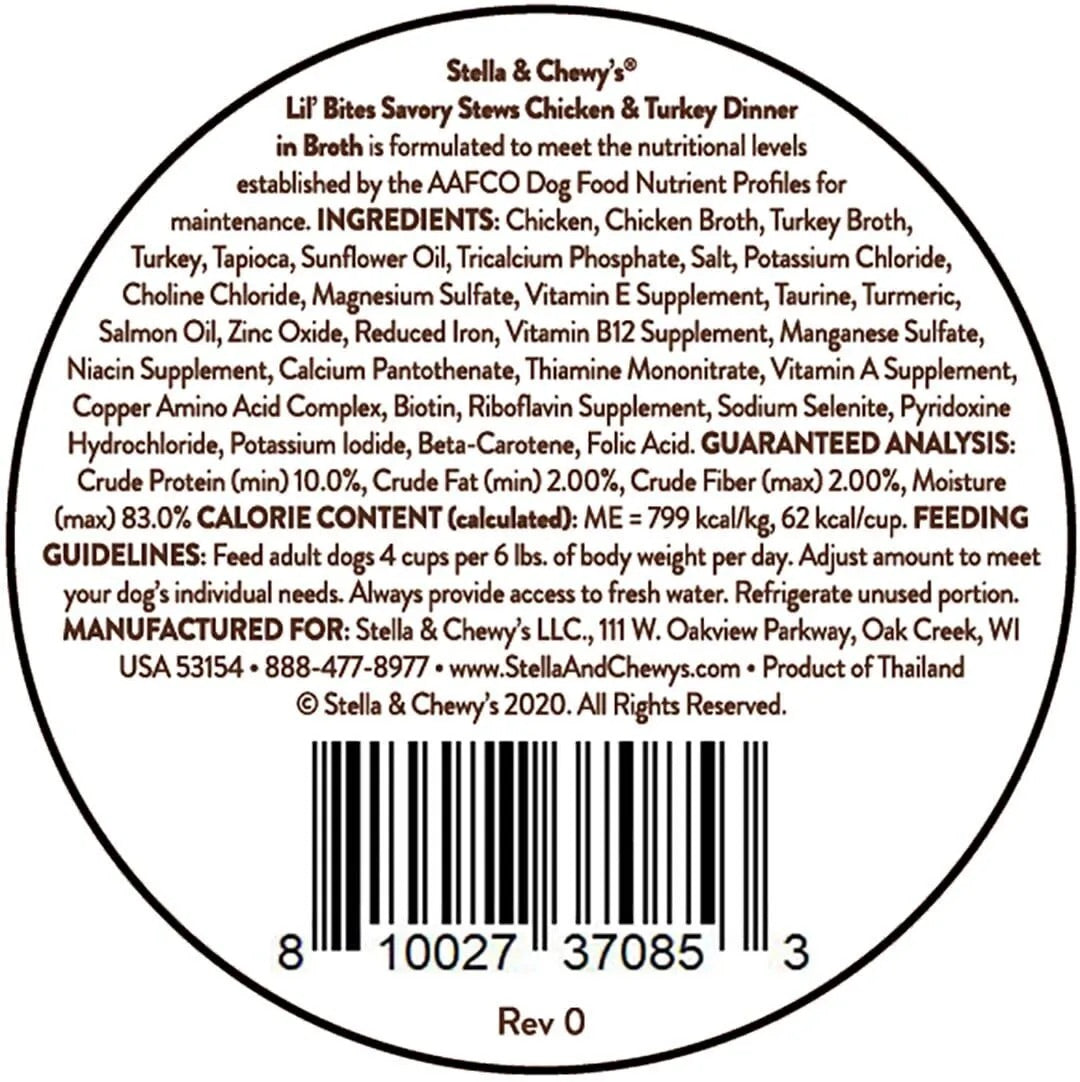 Stella & Chewy’s Lil Bites Stew Chicken & Turkey Dog Food (2.7oz)