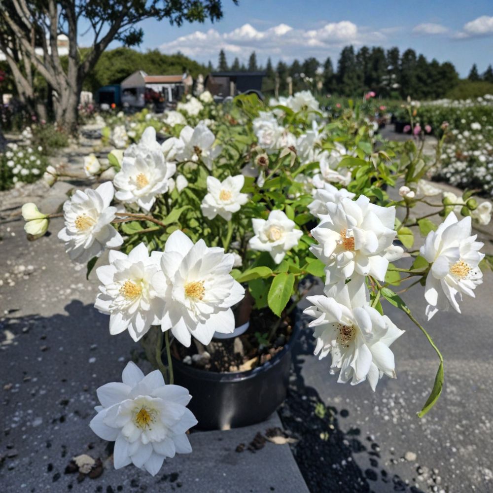 Iceberg Floribunda Rose Live Bush Plant | 3 Gallon White Flowering Shrub