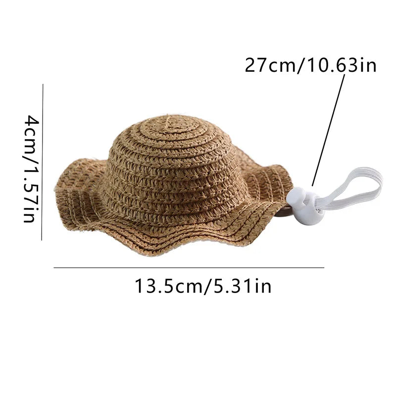 Pet Woven Straw Hat For Cats Cute Cat Headwear Fashion Pet Costume Accessories For Photo Shoot Pet Dress Up Supplies