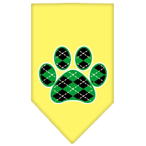 Pet and Dog Bandana Screen Printed, "Green Argyle Paw"