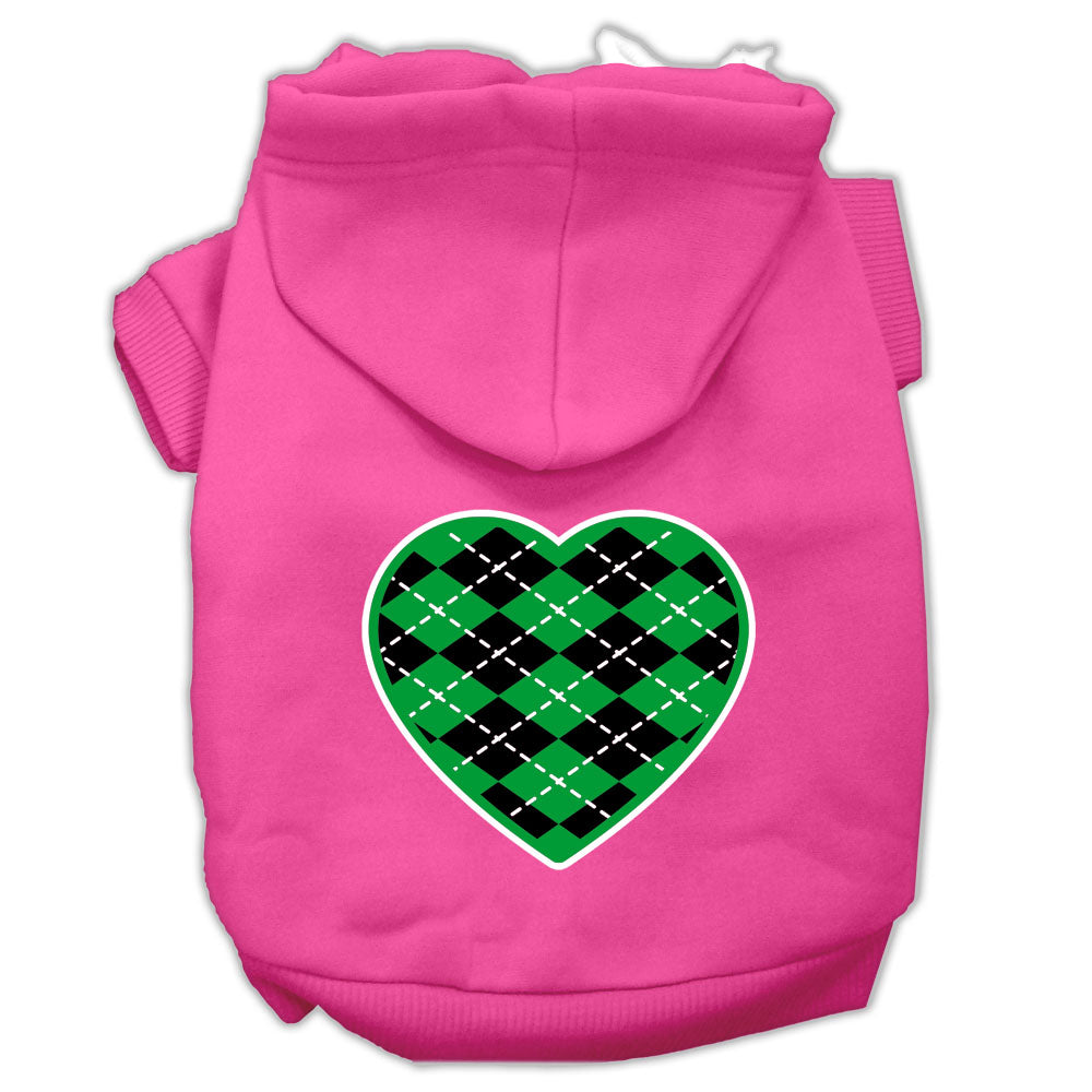 Pet Hoodie "Green Argyle Heart"