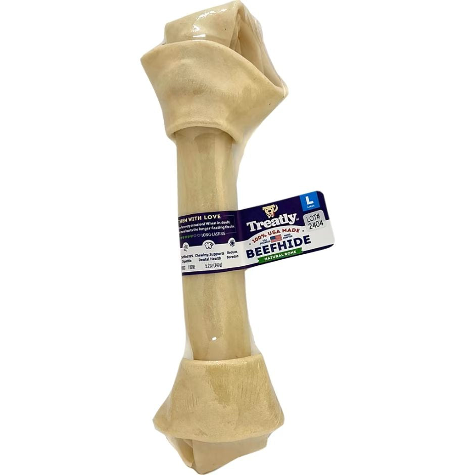 Treatly 100% USA Beefhide Bone Banded Natural 9in. 1 Pk