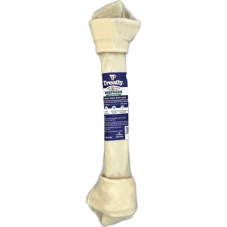 Treatly 100% USA Beefhide Bone Banded Natural 13in. 1 Pk