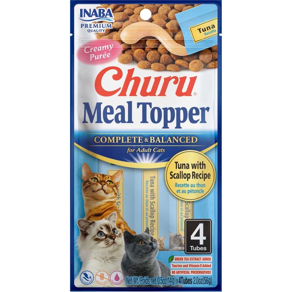 Inaba Churu Complete & Balanced Topper For Cats Tuna/Scallop 2oz. 4 Pk (Case of 6)