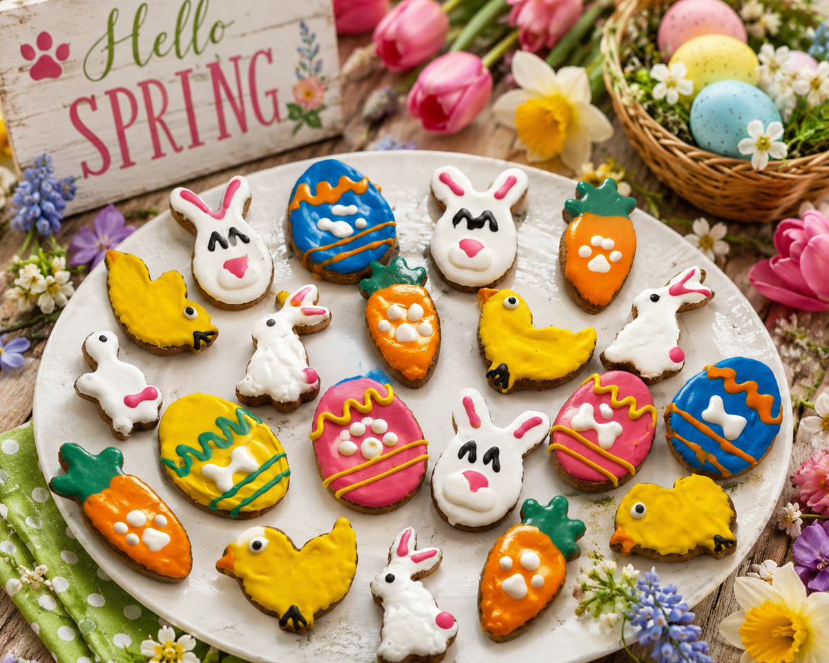 🐰🥕 Spring Peanut Butter Decorated Dog Cookies