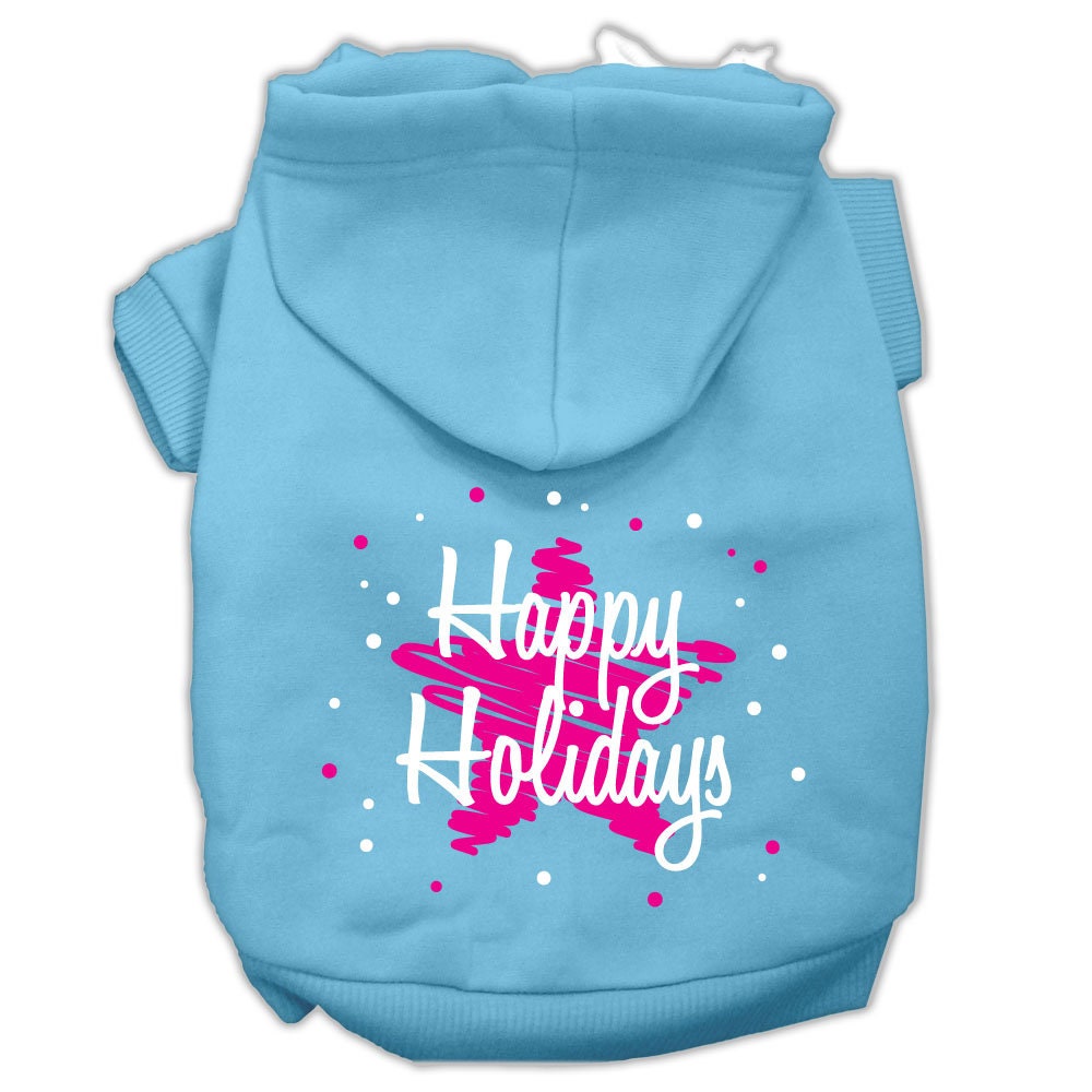 Christmas Pet Hoodie Screen Printed, "Scribble Happy Holidays"