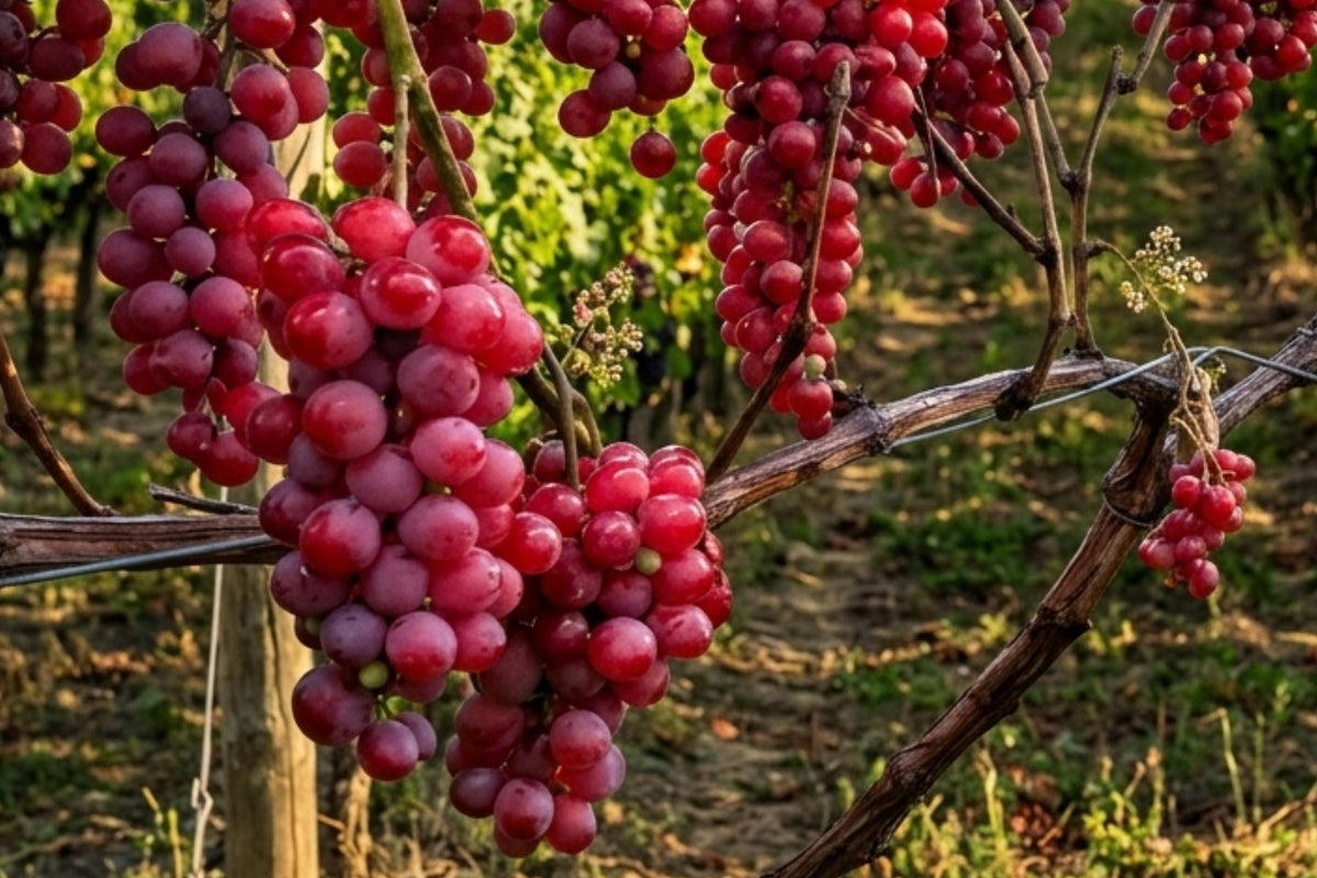 Seedless Grape Vine Plant Vanessa Red Vitis vinifera 1-2 Year Old for Garden, Patio, Trellis