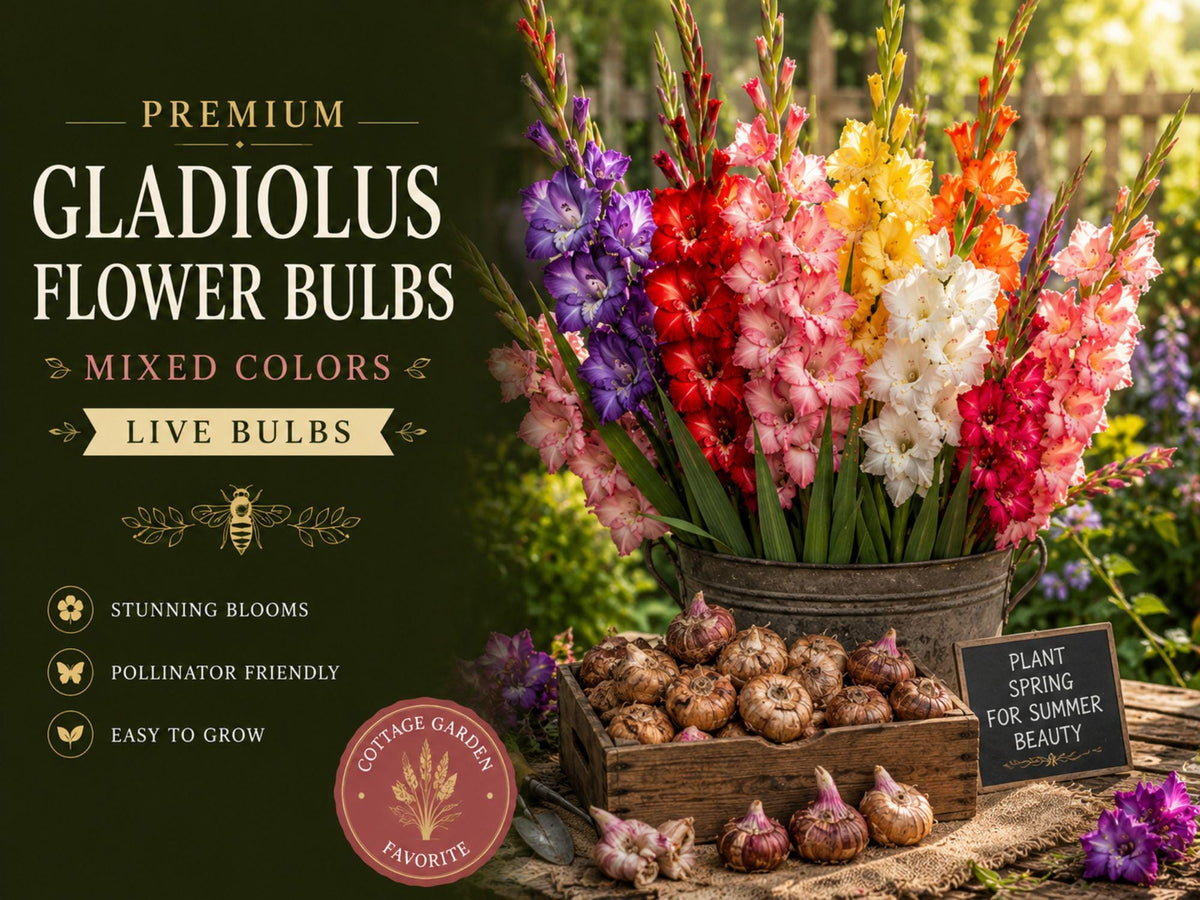 Gladiolus Mixed Colors Bulbs – Tall Flowering Garden Plants for Borders & Cut Flowers – Gladiolus hortulanus